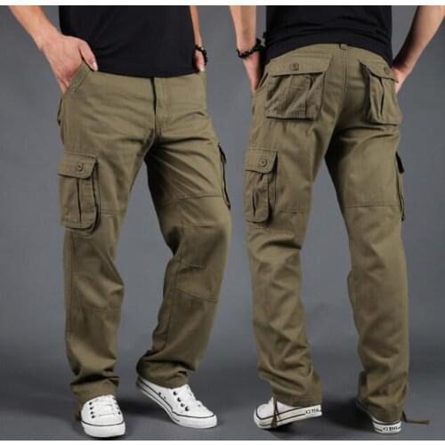 Mens Cargo Pants Mens Casual Multi Pockets Military Tactical Pants Men Outwear Army Straight slacks Long Trousers Plus size