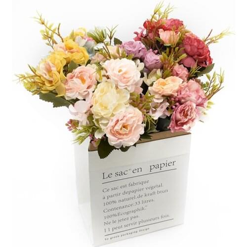 Silk Peony Bouquet Home Explosions Wedding Decorative Flowers Fake Flowers for Scrapbook Ornamental Flowerpot Artificial Flowers