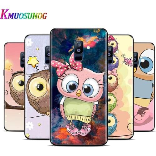 Cute Owl Hearts Lover For Samsung Galaxy A9 A8 Star A8S A7 A6 A6S A5 A3 Plus 2018 2017 2016 A750 Black Phone Case