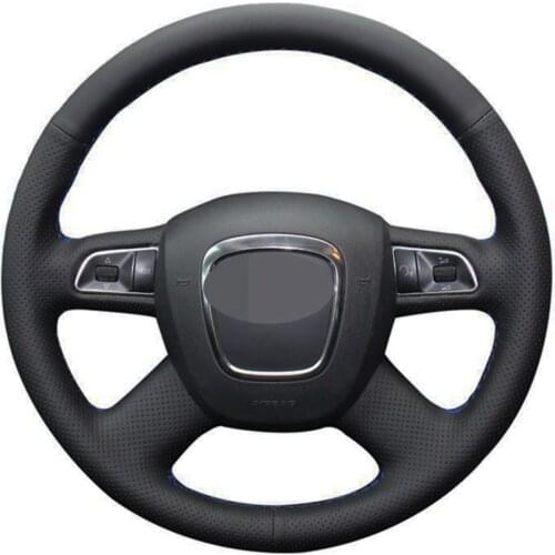 Car Steering Wheel Cover DIY Black Genuine Leather For Audi A3 (8P) Sportback A4 (B8) Avant A5 (8T) A8 (D3) A6 (C6)