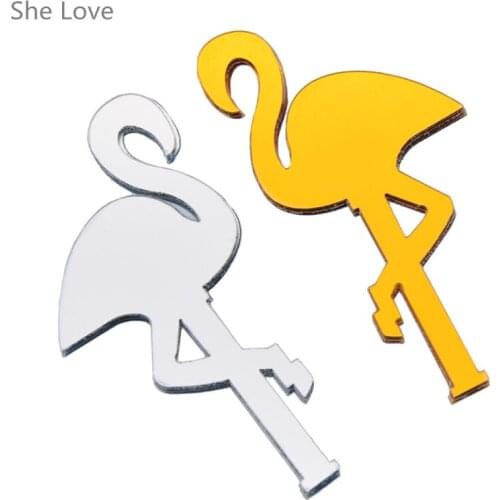 Chzimade 14 Pcs Set Flamingo Birds Wall Sticker Decoration Home Room Mirror Surface Decorc