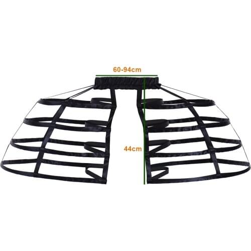 Cosplaydiy Medieval Ball Gown Dress Black Petticoat Rococo Dress 2 Sides Pannier Hoop Skirt L320