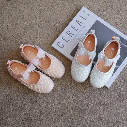 Kids Fashion Crystal Bow Party Big Girls Shoes Princess 2021 Elegant ChildrenS Leather Shoes For School 3 7 8 9 10 11 12 Years