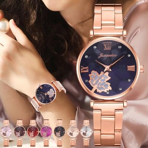 Girl Luxury Watch Women New Fashion Embossed Maple Leaf Dial Steel Belt Watch Female Student Quartz Watch relogio