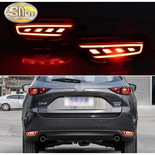 For Mazda CX-5 CX5 2017 - 2020 3-in-1 Functions 12V LED Bumper Light Rear Fog Lamp Brake Light Dynamic Turn Signal Reflector