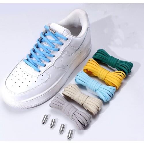 Metal Lock Elastic No Tie Shoelace Capsule Semicircle Buckle Quick Safety Shoe String Kids Adult Shoes Lazy Off Shoe Laces White