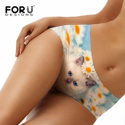 FORUDESIGNS 3D Cute Cat Animals Womens Underwear Dog Panties Ladies Fashion Womens Briefs Wholesale New High Quality Panties