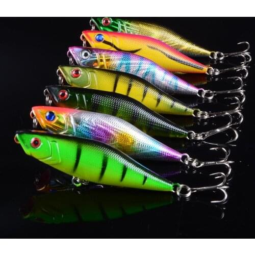 Artificial Bait 1pcs 7.5cm 7.5g Hard VIB Lures Fishing Pencil Bait Treble Hooks Sinking Crankbait Fishing Tackle with 3D Eyes