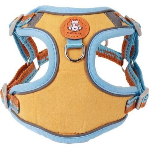 Pet Cat Colorful Harness Leash Set With Reflective Stripe Adjustable Durable Suede Leather Strap For Training Dog French Bulldog