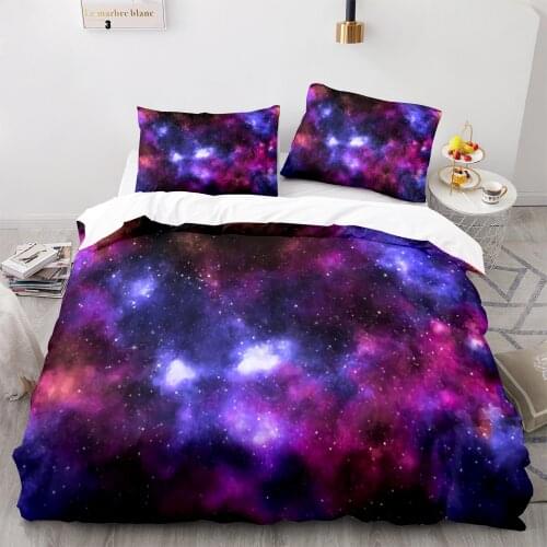 Space Galaxy Aurora Sunset Glow Bedding Set Single Twin Full Queen King Size Sky Stars Tree Bed Set Childrens Kid Duvetcover 38