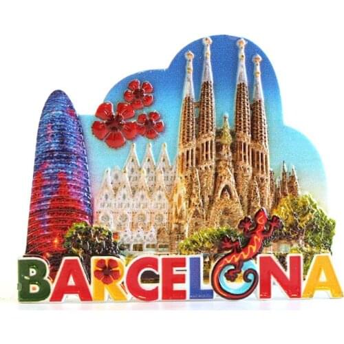 Fridge magnet barcelona spain building design