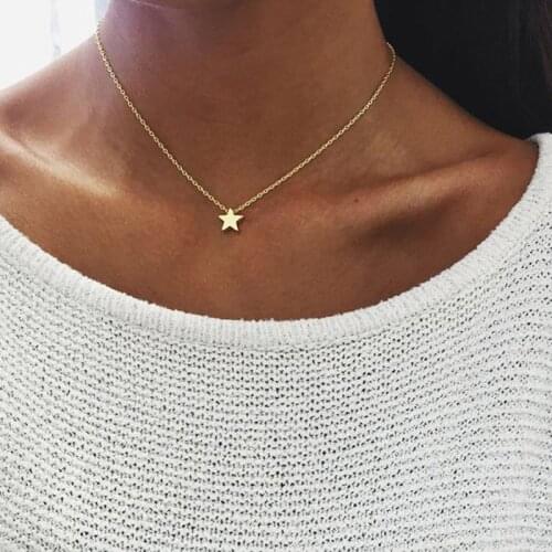Trendy Women Choker Chain Necklace Pendant Heart Star Moon Necklaces Collar Party Girls Jewelry
