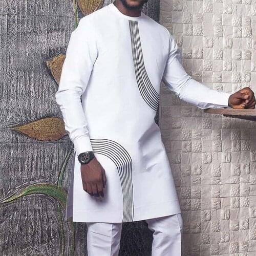 New Casual Muslim Mens Clothing 2021 Summer Autumn Long Sleeve Slim Tees Fashion Men Stripe Long Pullover Tops Male Traditional