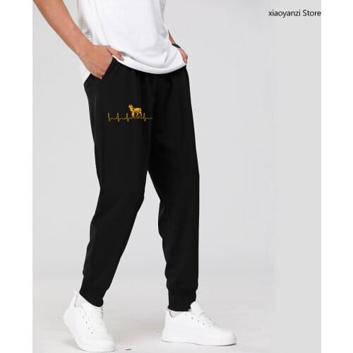 Men Women Heartbeat Husky Trousers For Dog Lover Funny Sweatpants Clothes Pure Unisex EU Size Sports Long Pants OU-5590-54