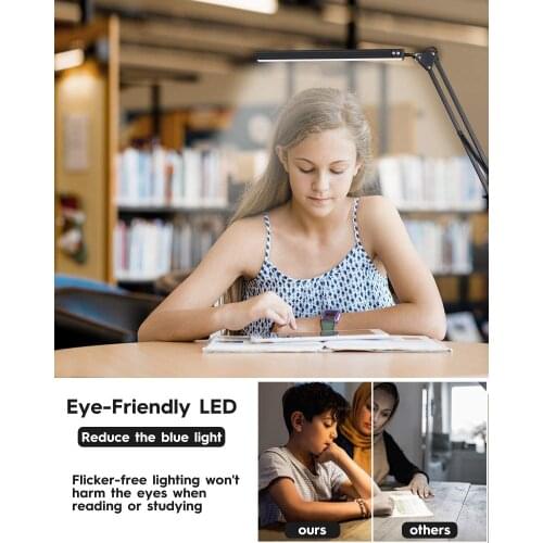 Desk Lamp, 10 Dimmable Brightness 3 Light Modes Reading Lamp, Study Lamp, Clamp-on Crafts Light USB Plug-in Powered night light