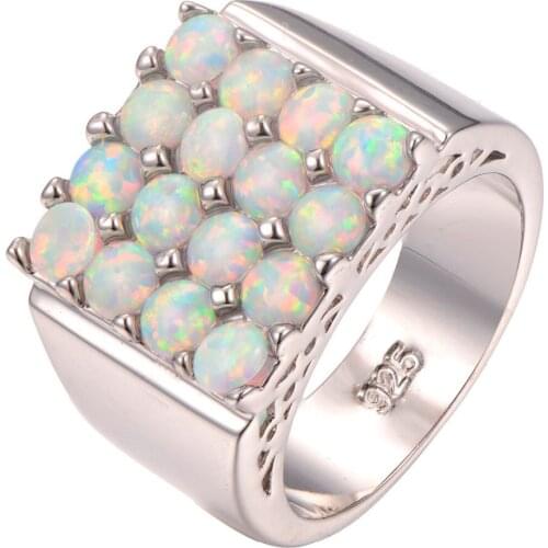 Newest White Fire Opal 925 sterling silver Fashion Ring Size 6 7 8 9 10 F1262
