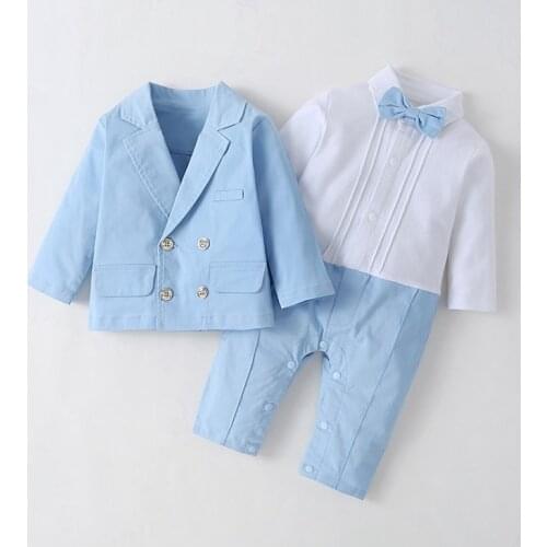 New Arrival Gentleman Detachable Bowtie Decorated Baby Boys 2-piece Suit Set/Wedding Party Baby Boy Suit 3188