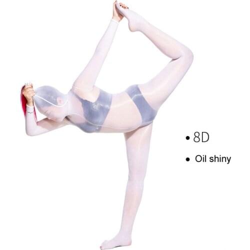 Unisex Oil Shiny Penish Sheath Close Open Crotch Bodysuit Tight Bodystocking Half Coat Zentai Transparent Sexy Lingerie Jumpsuit
