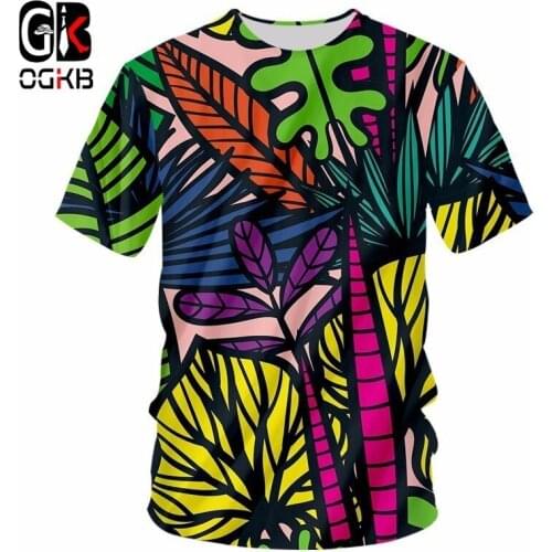 OGKB Cartoon 2018 New Fashion O Neck T-shirt 3d Print Funk Colorfull Leaf Tshirt Unisex Man/womans Short Sleeve Tees Tops Hiphop