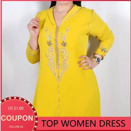 Dress Autumn New 2021 Fashion Embroidery Solid Color With Hood Long Sleeve Muslim Womens Dresses Casual Loose Simplicity