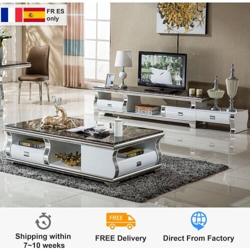 TV Stand modern Living Room TV monitor stand mueble stalinite marble stainless steel cabinet mesa+tv table+Coffee centro Table