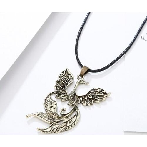 Punk Style Pendant Phoenix Bird Necklace Vintage Firebird Pendant Jewelry Angel Wing Necklace Phoenix Bird Pendant