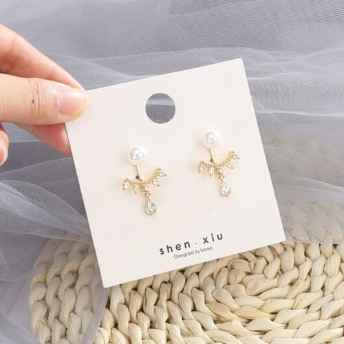 Silver Plated Needle Drop Dangle Earrings Exquisite Morden Alloy Jewelry Simulated Pearl Jewelry For Women