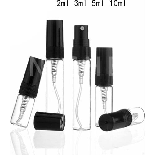 50 Pcs Clear Glass Spray Bottle Perfume Atomizer Mini Cosmetic Sample Test Bottle Thin Glass Vials Nebulizer 2ml 3ml 5ml 10ml