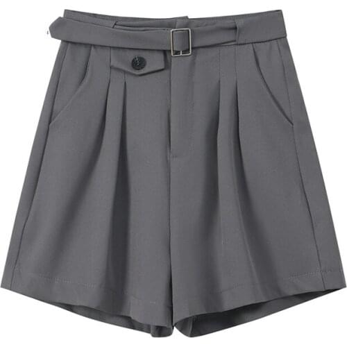 Summer Casual High Waist Wide Leg Shorts For Women 2021 Fashion Korean Style Solid Office Ladies Elegant Work Wear Suit Shorts