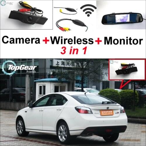 3 in1 Special Camera + Wireless Receiver + Mirror Monitor Easy DIY Backup Parking System For Morris Garages MG6 MG 6
