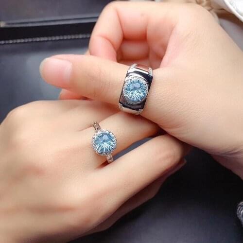 Wedding gift For Your Friend Couple Rings Natural Topaz Lovers Ring 925 sterling silver