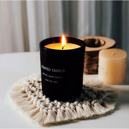 Woven Cotton Cup Coaster Heart Shape Braided Tassels Macrame Table Mat Mug Pad