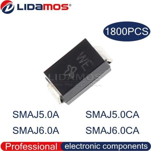 1800PCS TVS SMAJ5.0A SMAJ6.0A AG SMAJ5.0CA WE SMAJ6.0CA WG SMA DO-214AC SMD Transient Suppression Diode High Quality
