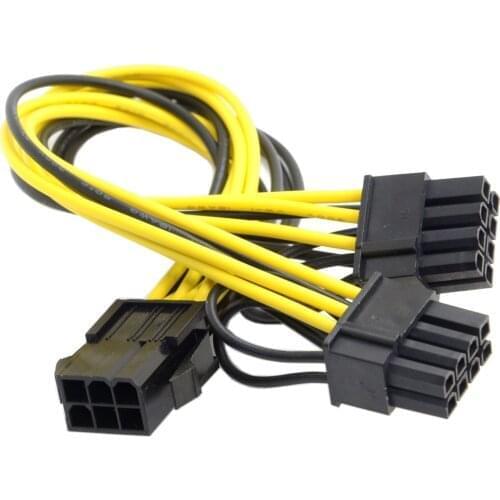 Xiwai PCI-E PCI Express ATX 6Pin Male to Dual 8Pin & 6Pin Female Video Card Extension Power Splitter Cable