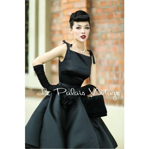 Le Palais Vintage elegant retro classic Hepburn silk high waist puff dress/ ball gown