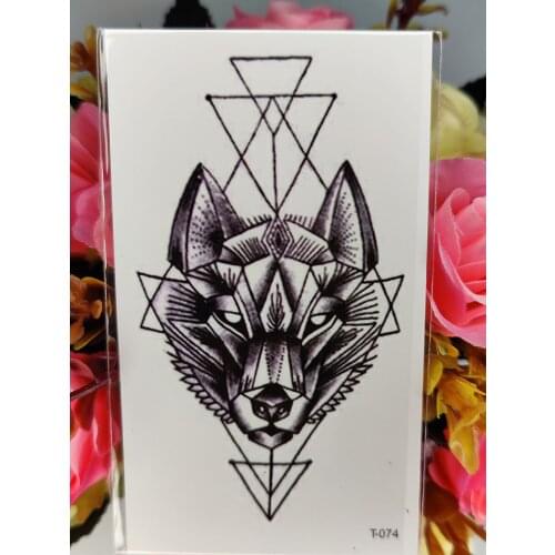 Waterproof Fake Tattoo Stickers Geometric Animal Wolf Dog Temporary Tattoos Transferable Tatoo Cool Tatoo for Men Women Girl