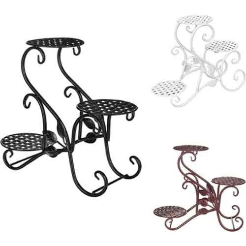 Iron Flower Shelf Rack Home Floor-Style Living Room Flower Pot Shelf 3Layers Indoor Outdoor Garden Flower Stand