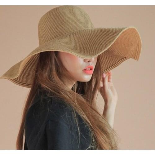 K167 Womens Summer Hat Beach Hat Oversized Brim Summer Straw Hat Panama 2021 Fashion Sun Visor Sun Protection Sun Hats Cool