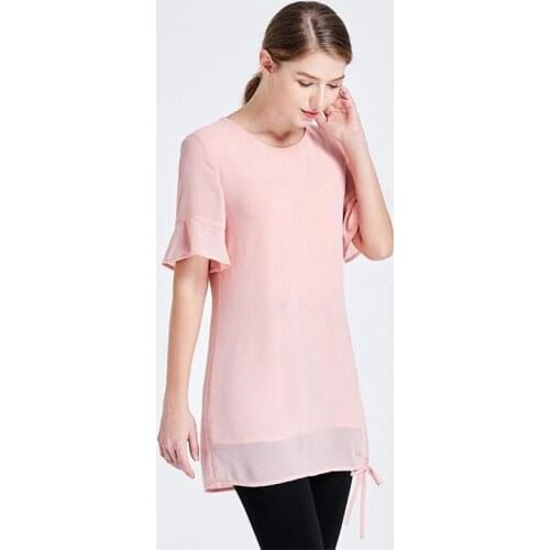 Womens 2020 summer chiffon shirt female new fashion elegant office shirt short flare sleeve solid shirt plus size m-7xl 8xl