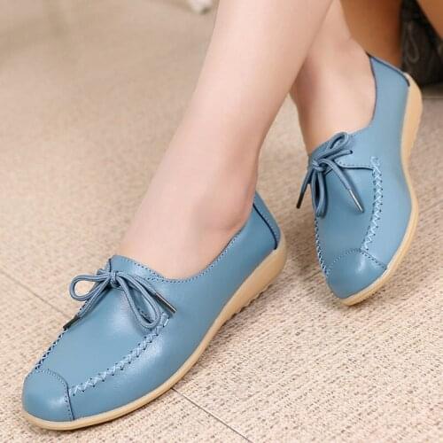 Comfrotable lace-up sweet shoes woman flats 2021 new genuine leather casual sneakers women shoes female loafers