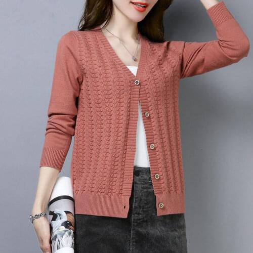 Woman Sweaters Cardigan Womens Knitted Cardigan Spring Autumn V-neck Loose Sweater Top Sueters De Mujer