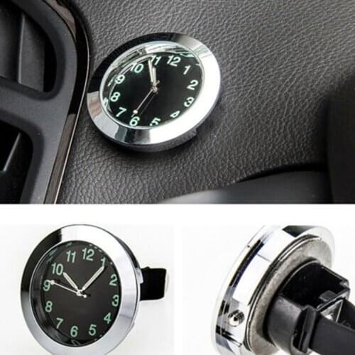 1pc Car Clock Interior Silver With double-sided tape Chrome Metal Clip