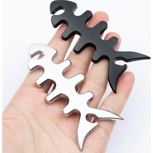 1 Pcs 3D Metal Fish Bones Badge Emblem Car Stickers for Universal Cars Moto Car Styling DIY Fashion