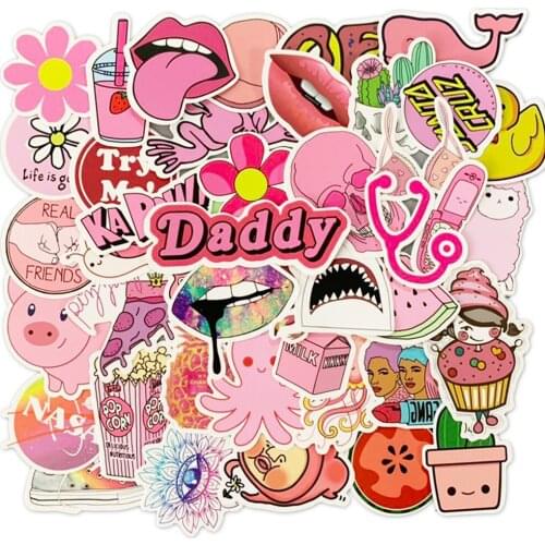 10/30/50PCS Cartoon Cute Pink Vsco Girl Stickers Aesthetic Laptop Water Bottle Notebook Car Phone Graffiti Decal Kid Toy Sticker