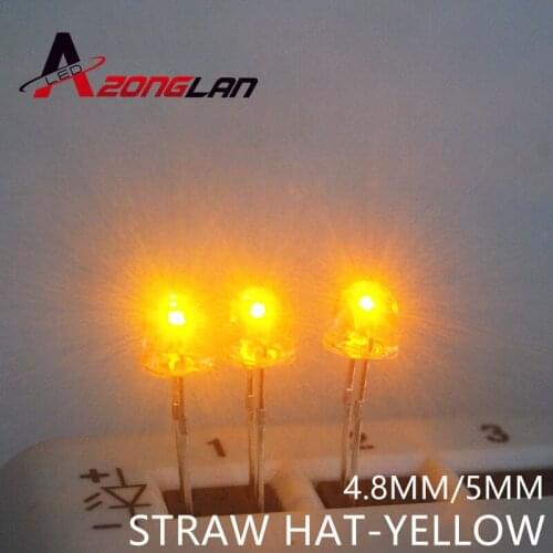 20PCS 5mm(4.8MM) Straw Hat LED Yellow Light Colour LED diode / 5MM Yellow Colour LED emitting diode