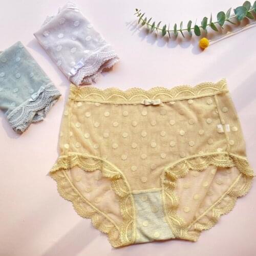 3 Pcs Panties for Woman Underwear Lace Breathable Soft Lingerie Female Briefs Panty Sexy Transparent Underpants Free Size