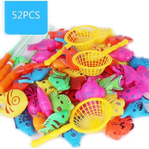 30/52 Pcs/set Children Bathing Toys Cartoon Magnetic Fishing Toys Plastic Fish Rod Set Kids Playing Water Game Bath Toy Gifts