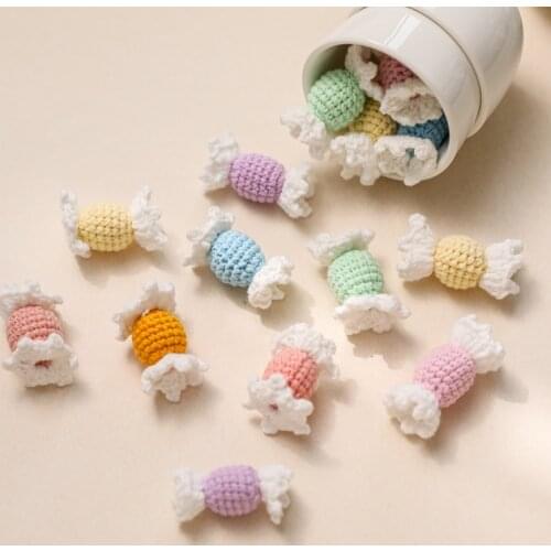 5 Pcs Handmade Crochet Candy Beads DIY Necklace Baby Pacifier Chain for Teether Toys Accessories Newborn Gifts