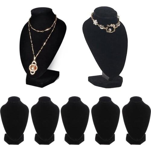 5Pcs Black Velvet Necklace Bust Display Stands Shop Store Jewelry Holder