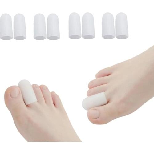 8pcs=4pairs Pedicure Finger Protector 4*1.5cm Tube Foot Corns Remover Blisters Bunion Pain Relief Hallux Valgus Toe Separator